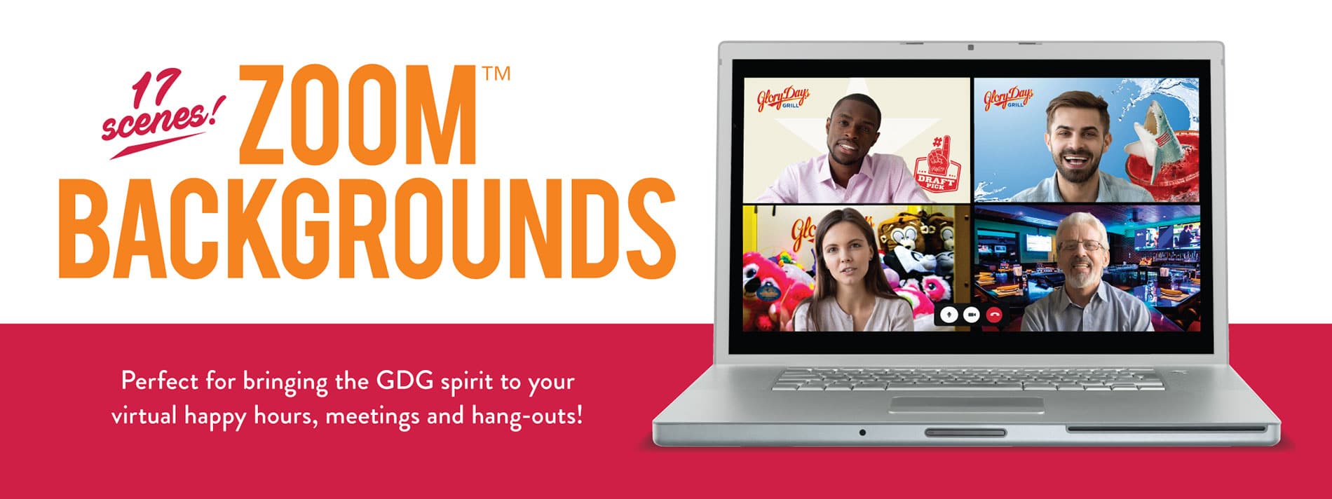 Glory Days Zoom Backgrounds. Perfect for bringing the GDG spirit to your virtual happy hours, meetings and hang-outs!