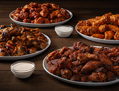 Catering Wings featuring a variety of sauces